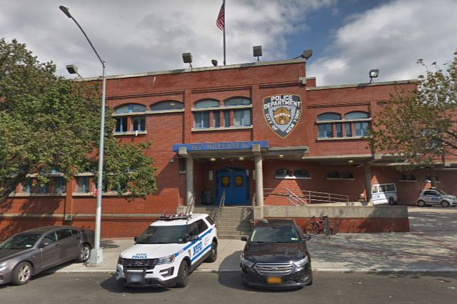 Google Street view image of the 41st Precinct, a sprawling red brick building, in the Bronx,/